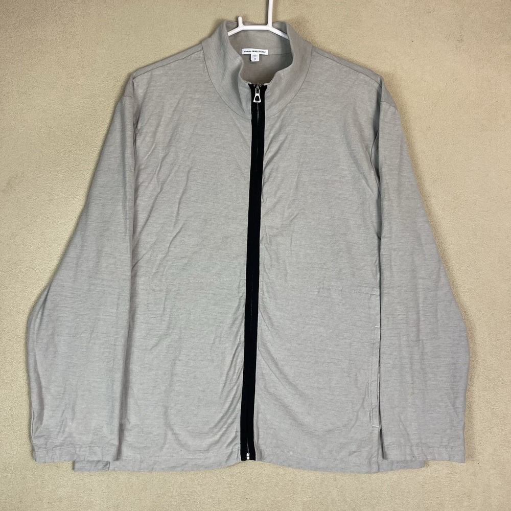 James Perse Sweater Mens 4 Taupe Full Zip Long Sleeve Pockets Regular Fit XL